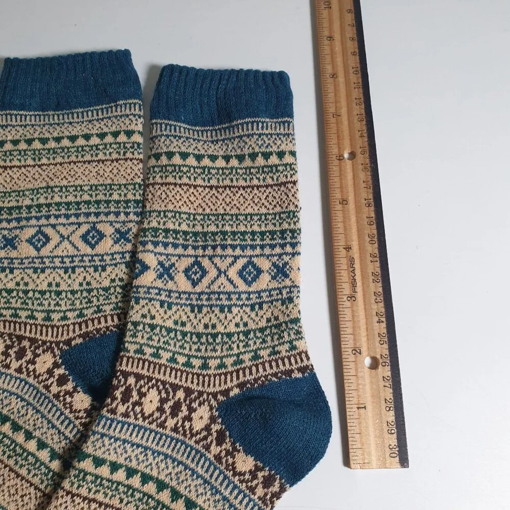 Tribal Print Knit Men Socks Multicolor Warm Cozy Cabin Core Crew Winter Gift